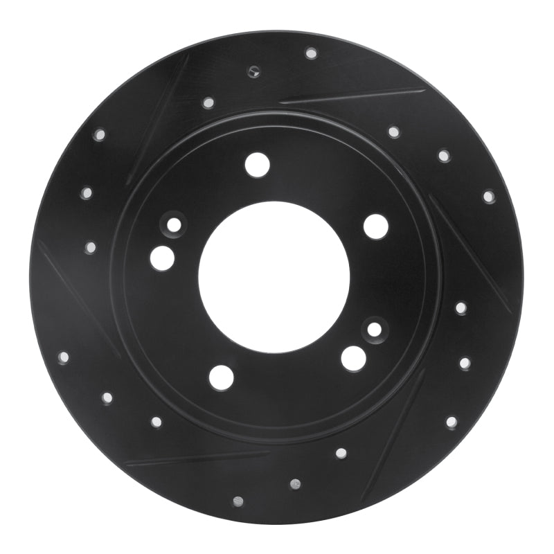R1 Concepts R1 11-25 Hyundai Kona Rear Left Drilled & Slotted Black Brake Rotor