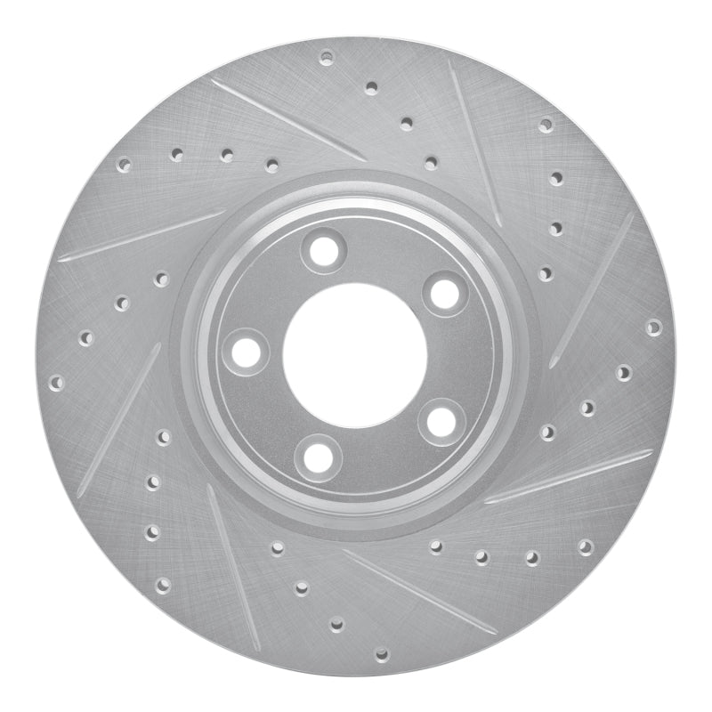 R1 Concepts R1 03-05 Jaguar VanDEN PLAS Front Right Drilled & Slotted Silver Brake Rotor