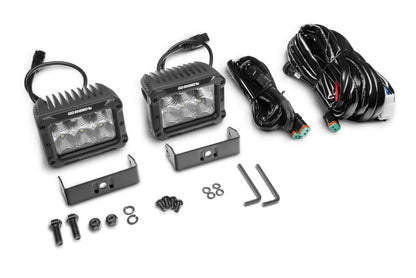 Go Rhino Xplor Bright Series Rectangle LED Flood Light Kit (Surface/Thread Std Mnt) 4x3 - Blk (Pair)