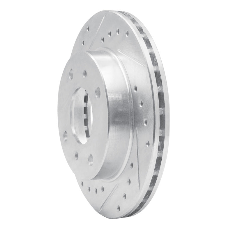R1 Concepts R1 89-96 Nissan 240SX Front Left Drilled & Slotted Silver Brake Rotor