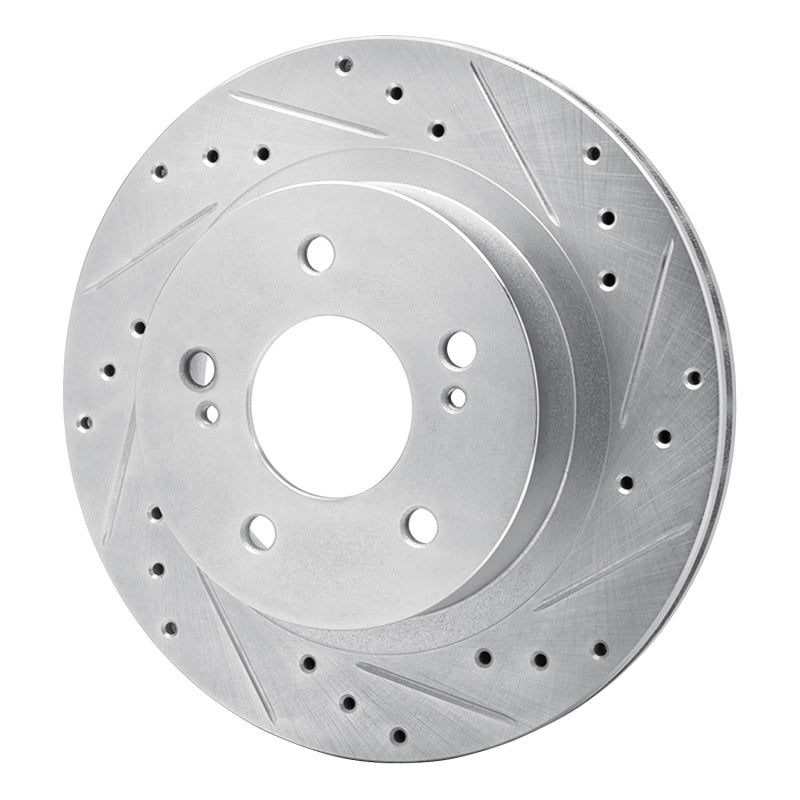 R1 Concepts R1 87-89 Nissan 300ZX Rear Right Drilled & Slotted Silver Brake Rotor