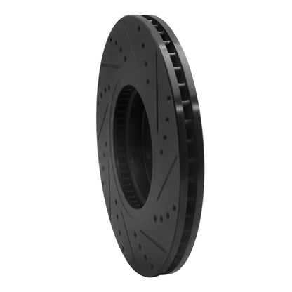 R1 Concepts R1 07-12 Hyundai Veracruz Front Left Drilled & Slotted Black Brake Rotor