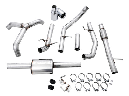 AWE Tuning 4th Gen GM 1500 5.3L 0FG Cat-Back Split Rear Exit (Flat Bumper) - Quad Chrome Tips