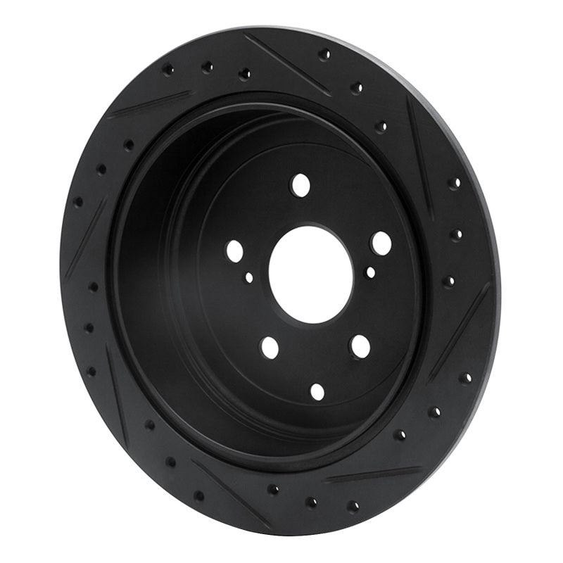 R1 Concepts R1 10-20 Lexus RX450h Rear Left Drilled & Slotted Black Brake Rotor