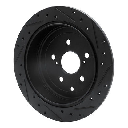R1 Concepts R1 10-20 Lexus RX450h Rear Left Drilled & Slotted Black Brake Rotor