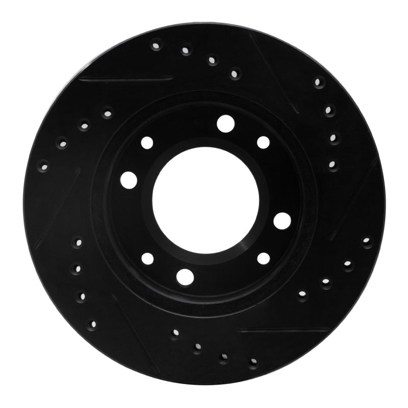 R1 Concepts R1 86-88 Mazda RX-7 Front Left Drilled & Slotted Black Brake Rotor
