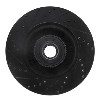 R1 Concepts R1 08-25 Ford E-250 Front Right Drilled & Slotted Black Brake Rotor