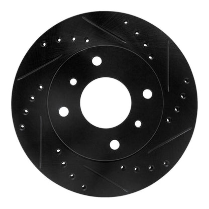 R1 Concepts R1 89-13 Infiniti G20 Front Right Drilled & Slotted Black Brake Rotor