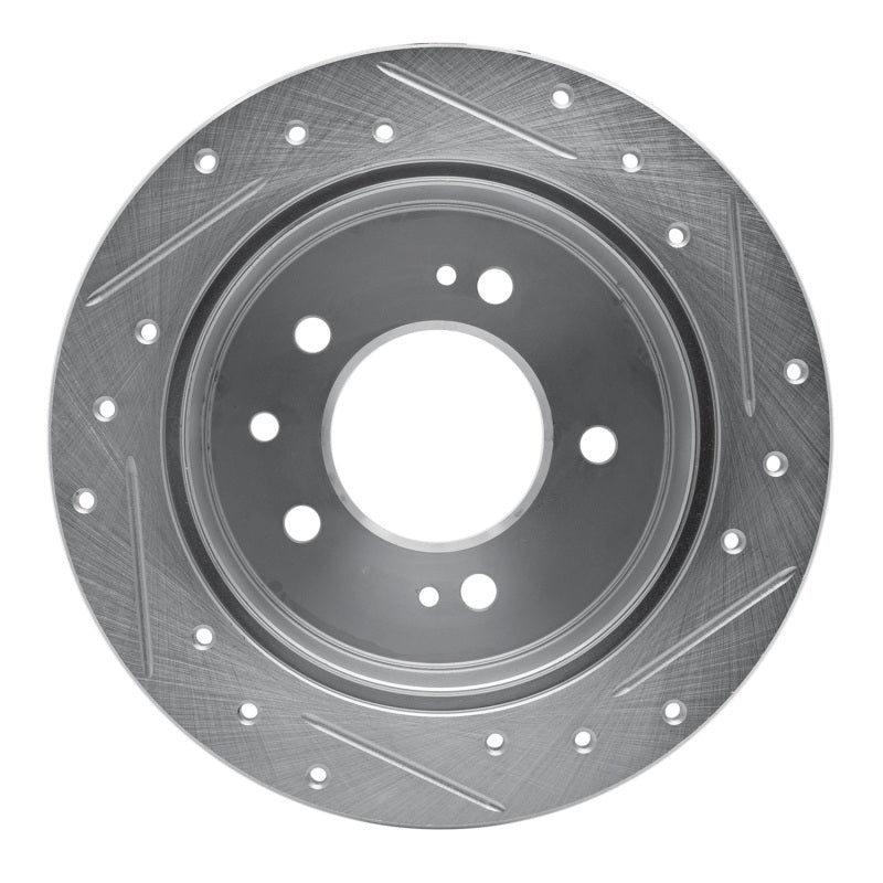 R1 Concepts R1 07-10 Hyundai Elantra Rear Left Drilled & Slotted Silver Brake Rotor