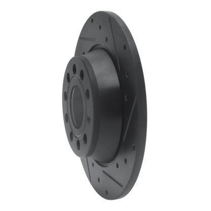 R1 Concepts R1 05-18 Audi A3 Rear Right Drilled & Slotted Black Brake Rotor