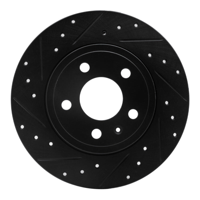 R1 Concepts R1 00-09 Audi A4 Quattro Rear Left Drilled & Slotted Black Brake Rotor