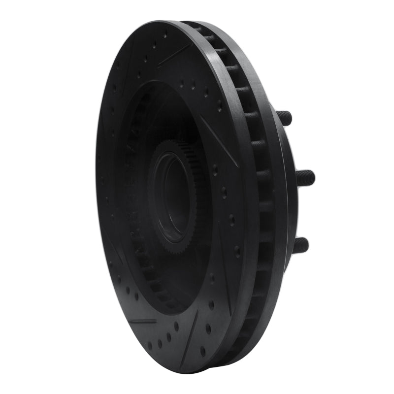 R1 Concepts R1 01-02 Chevrolet Express 3500 Front Right Drilled & Slotted Black Brake Rotor