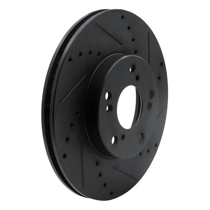 R1 Concepts R1 06-15 Honda Civic Front Right Drilled & Slotted Black Brake Rotor