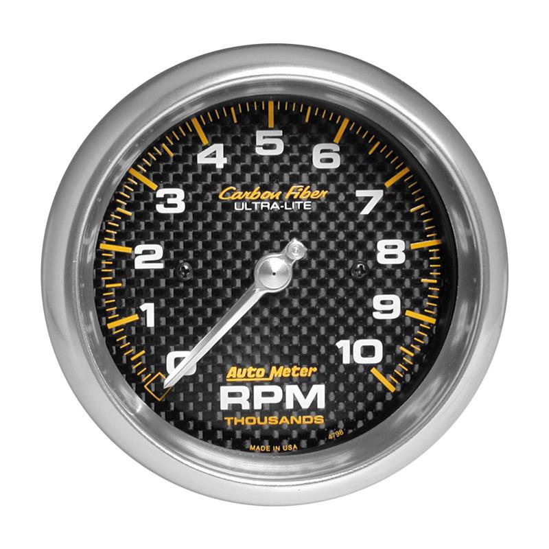 Autometer Carbon Fiber 3 3/8 10000 RPM In-Dash Tachometer
