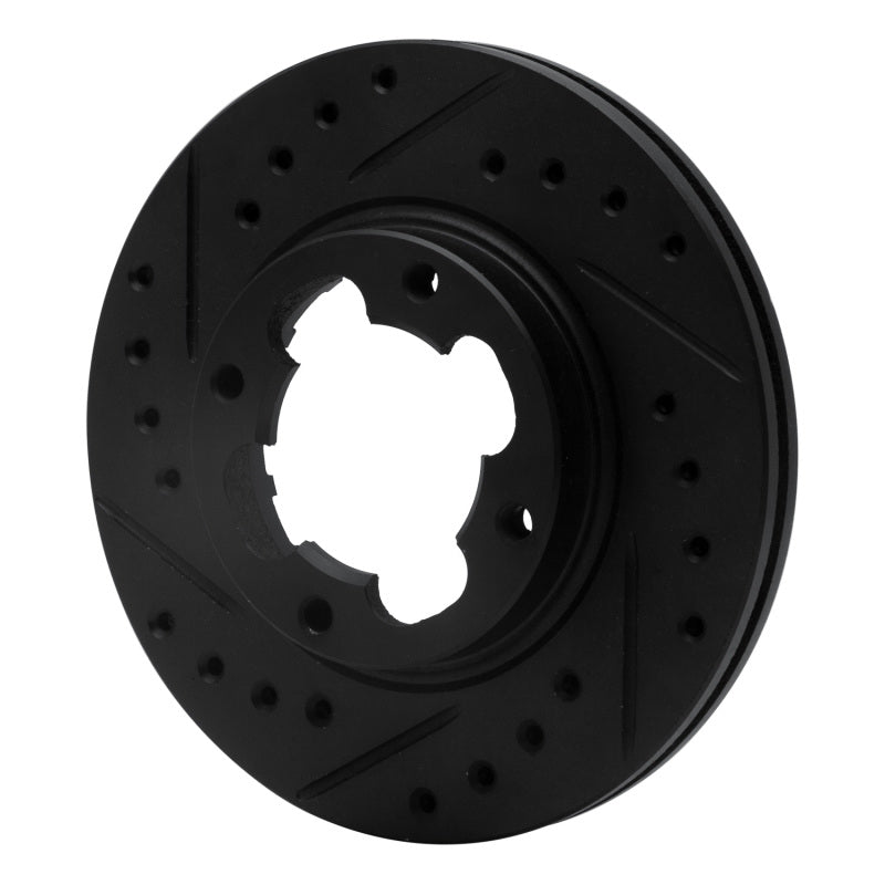 R1 Concepts R1 87-94 Subaru Justy Front Left Drilled & Slotted Black Brake Rotor