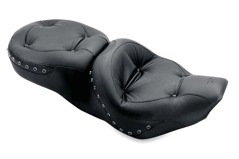 Mustang Motorcycle Mustang 97-07 Harley Rd King, 06-07 Str Glide, 00-05 Eagle Tour 1PC Seat w/Blk Pearl Studs - Black