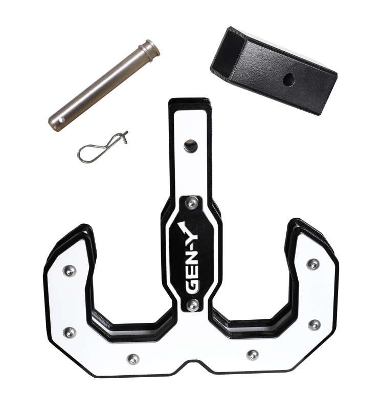 GEN-Y Hitch Gen-Y Hulk 2.0 16K Tow Hook 2in Shank w/GH-009 Reducer Sleeve/GH-099 Pin/GH-011 Clip - Black/White
