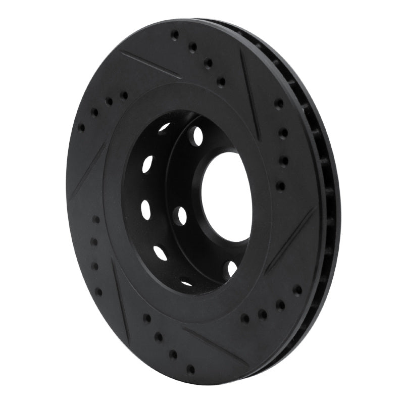 R1 Concepts R1 99-05 Audi A6 Quattro Rear Left Drilled & Slotted Black Brake Rotor