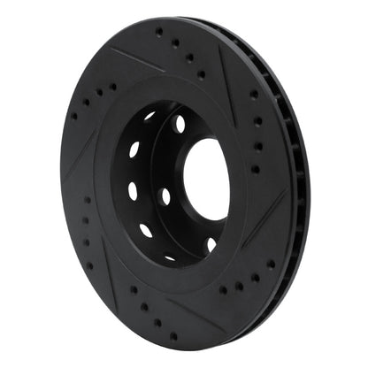 R1 Concepts R1 99-05 Audi A6 Quattro Rear Left Drilled & Slotted Black Brake Rotor