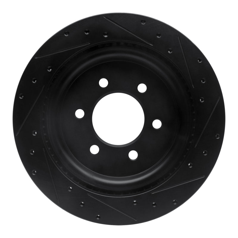 R1 Concepts R1 21-25 Ford F-150 4WD Rear Left Drilled & Slotted Black Brake Rotor