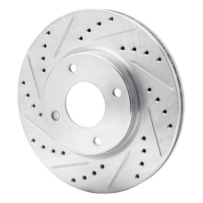 R1 Concepts R1 07-14 Nissan Versa Front Left Drilled & Slotted Silver Brake Rotor