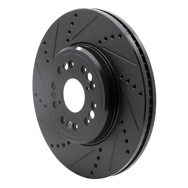 R1 Concepts R1 95-00 Lexus LS400 Front Left Drilled & Slotted Black Brake Rotor