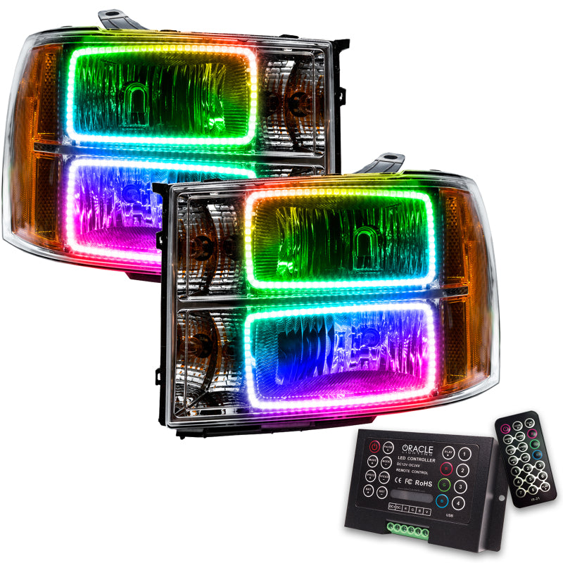 ORACLE Lighting Oracle 07-13 GMC Sierra SMD HL - Square Ring Design - ColorSHIFT w/ 2.0 Controller
