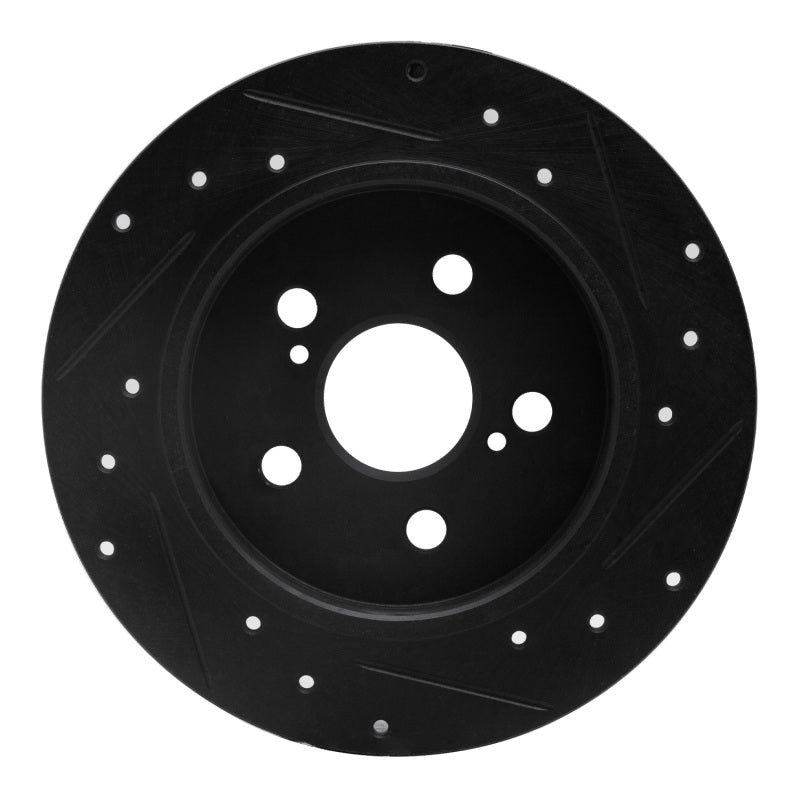 R1 Concepts R1 09-24 Lexus CT200H Rear Left Drilled & Slotted Black Brake Rotor