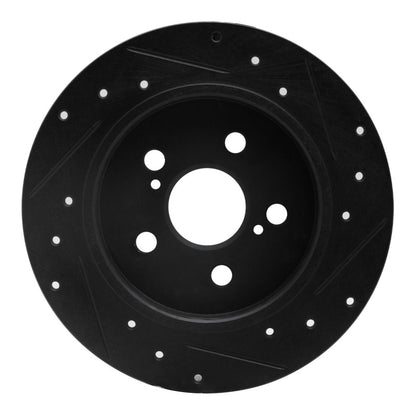 R1 Concepts R1 09-24 Lexus CT200H Rear Left Drilled & Slotted Black Brake Rotor
