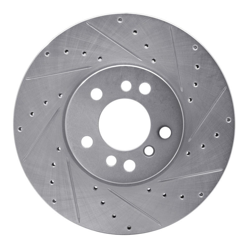 R1 Concepts R1 00-06 BMW X5 Front Right Drilled & Slotted Silver Brake Rotor