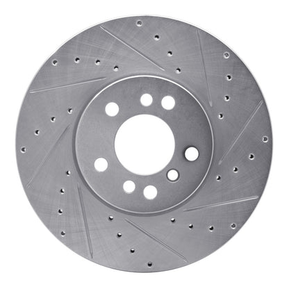 R1 Concepts R1 00-06 BMW X5 Front Right Drilled & Slotted Silver Brake Rotor