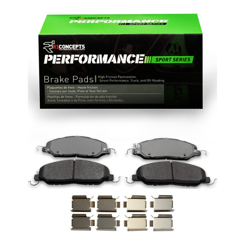 R1 Concepts R1 05-14 Ford Mustang Front Performance Sport Brake Pads & Hardware Kit