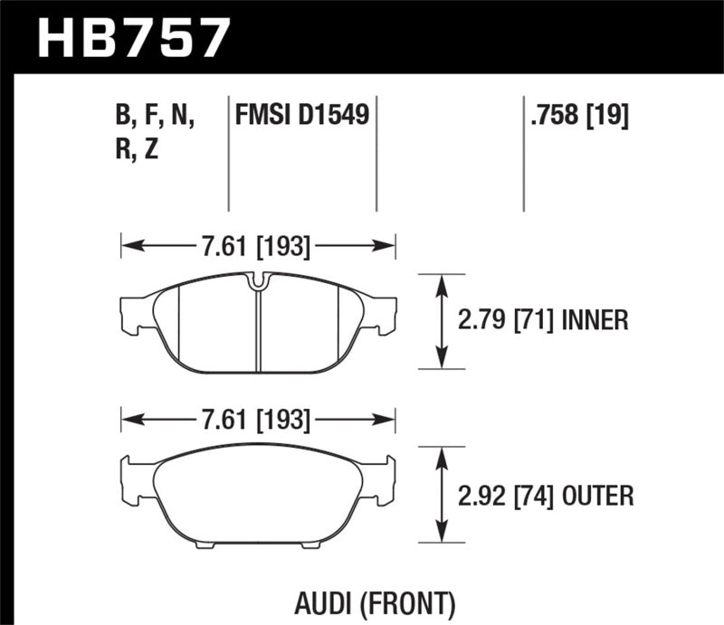 Hawk Performance Hawk Audi 2013 A5 Quattro / 12-16 A6 Quattro/A7 Quattro/A8 Quattro HPS 5.0 Front Brake Pads