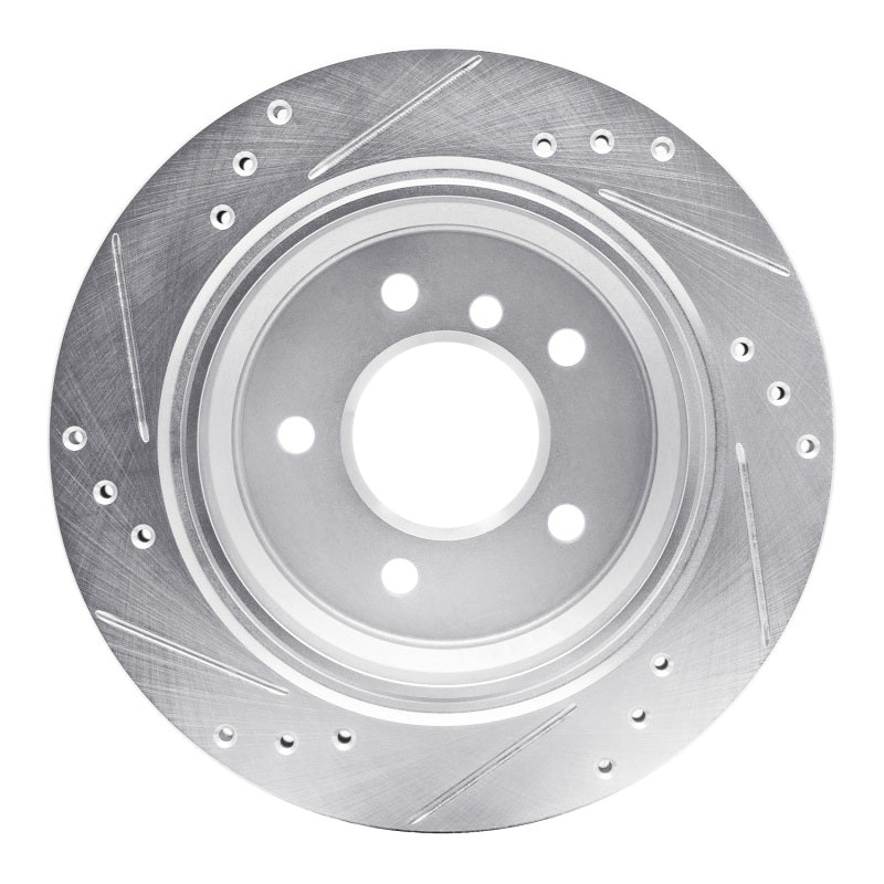R1 Concepts R1 96-03 BMW 528I Rear Right Drilled & Slotted Silver Brake Rotor