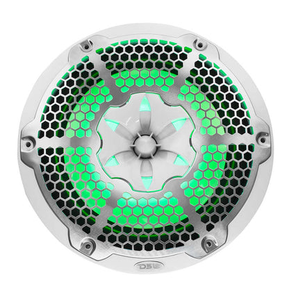 DS18 NXL-M Series Spkr w/ RGB LED Lights 10in 2-Way 200 Watts RMS 4 ohm Wht Grill Detached w/ Cover