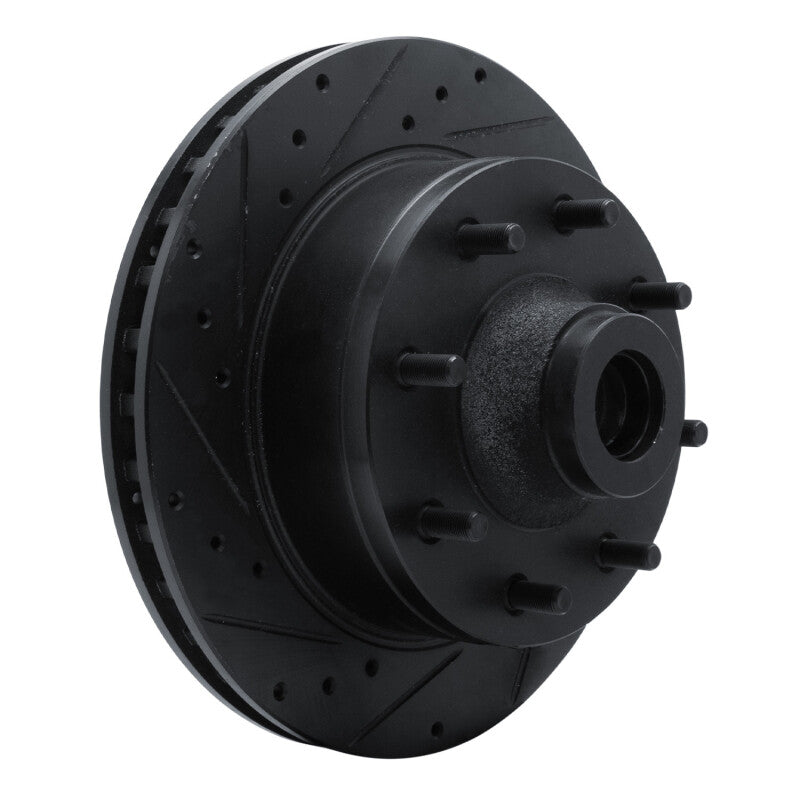 R1 Concepts R1 78-97 Dodge B200 / B200 Van / B250 Front Left Drilled & Slotted Black Brake Rotor