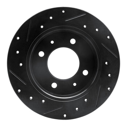 R1 Concepts R1 97-06 Hyundai Tiburon Rear Right Drilled & Slotted Black Brake Rotor