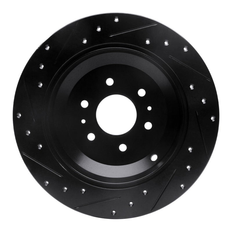 R1 Concepts R1 09-10 Kia BORREGO Rear Right Drilled & Slotted Black Brake Rotor