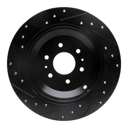 R1 Concepts R1 09-10 Kia BORREGO Rear Right Drilled & Slotted Black Brake Rotor