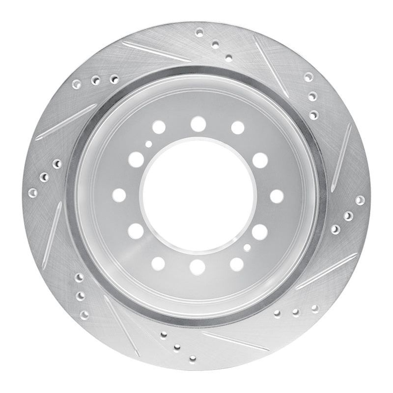R1 Concepts R1 10-24 Lexus GX460 Rear Left Drilled & Slotted Silver Brake Rotor