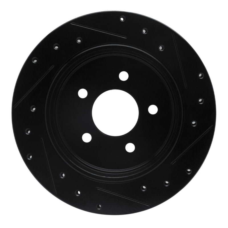 R1 Concepts R1 03-11 Ford Crown Victoria Rear Left Drilled & Slotted Black Brake Rotor