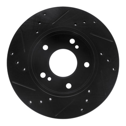 R1 Concepts R1 96-98 Nissan 240SX Front Right Drilled & Slotted Black Brake Rotor