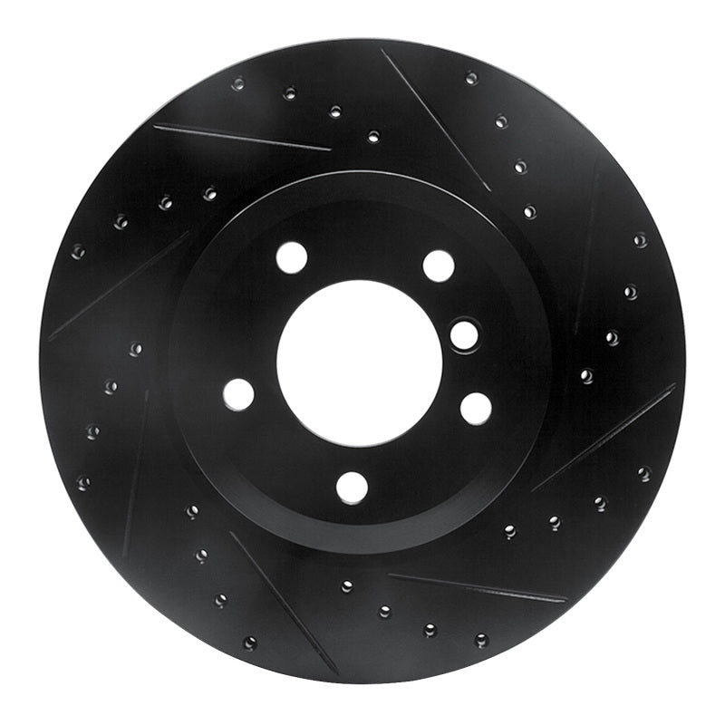 R1 Concepts R1 01-08 BMW 330I Front Right Drilled & Slotted Black Brake Rotor