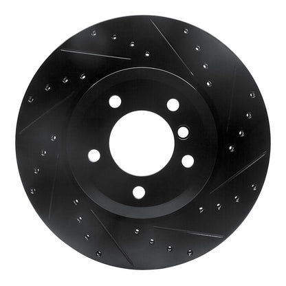 R1 Concepts R1 01-08 BMW 330I Front Right Drilled & Slotted Black Brake Rotor