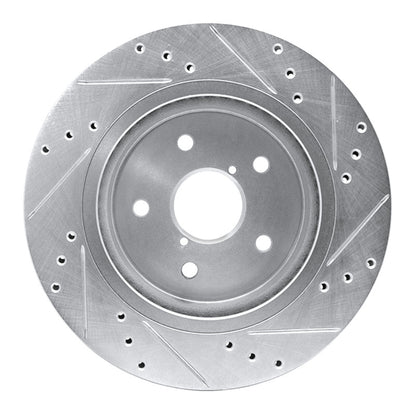 R1 Concepts R1 2015-2025 Subaru Outback Rear Left Drilled & Slotted Silver Brake Rotor