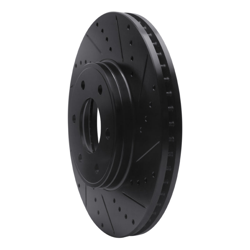 R1 Concepts R1 06-09 Chevrolet Trailblazer Front Right Drilled & Slotted Black Brake Rotor