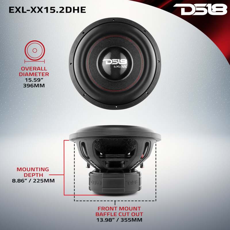DS18 15in 2000 Watts RMS 2 ohm DVC High Excursion Subwoofers w/ Deep Aggressive Bass