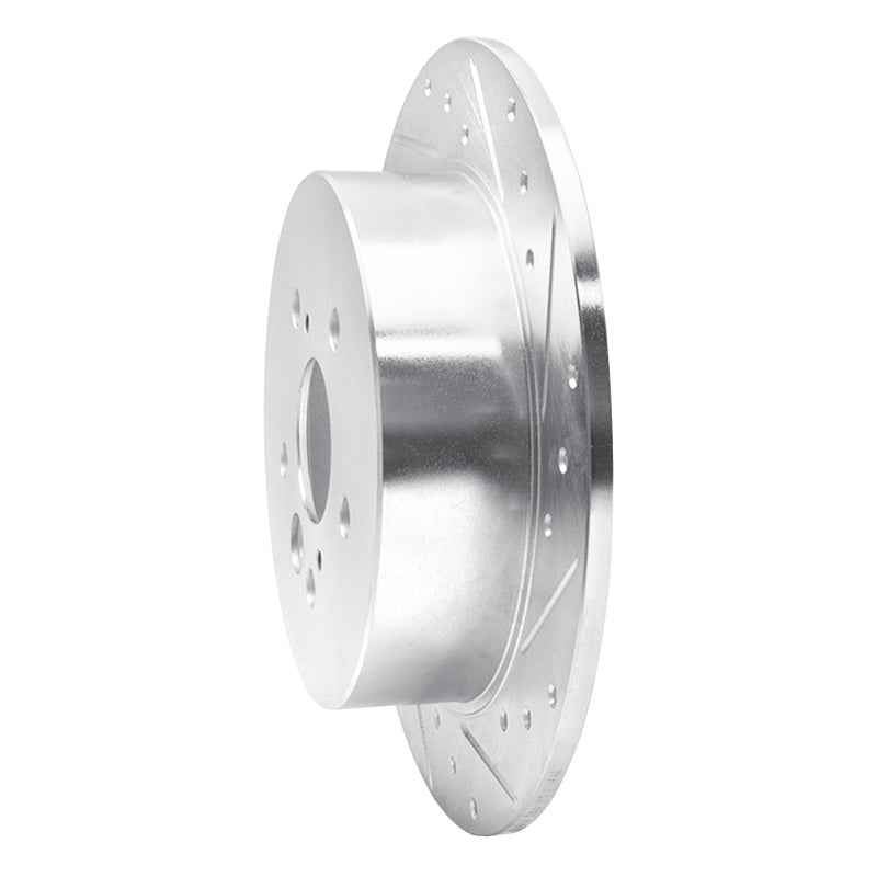 R1 Concepts R1 04-05 Toyota RAV4 Rear Right Drilled & Slotted Silver Brake Rotor