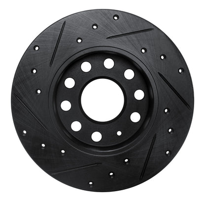 R1 Concepts R1 05-13 Audi A3 Rear Right Drilled & Slotted Black Brake Rotor