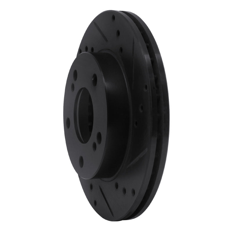 R1 Concepts R1 96-98 Nissan 240SX Front Right Drilled & Slotted Black Brake Rotor